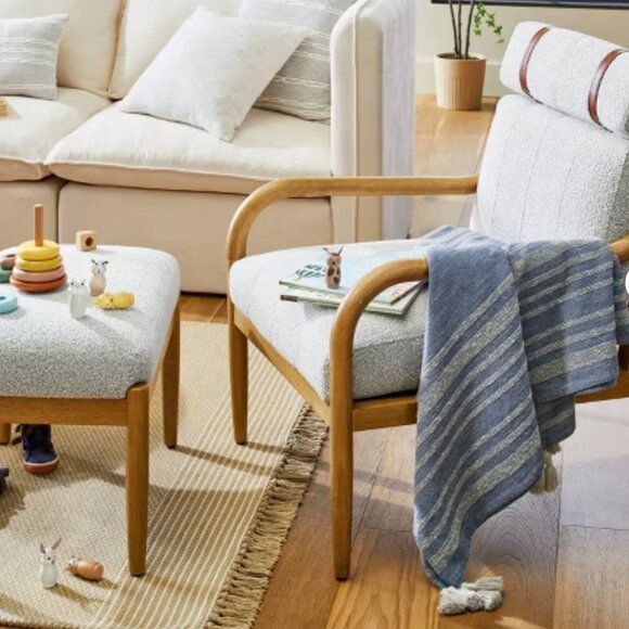 Hearth & Hand with Magnolia Heathered Stripe‎ Tasseled Woven Throw Blanket NWT - Picture 1 of 3